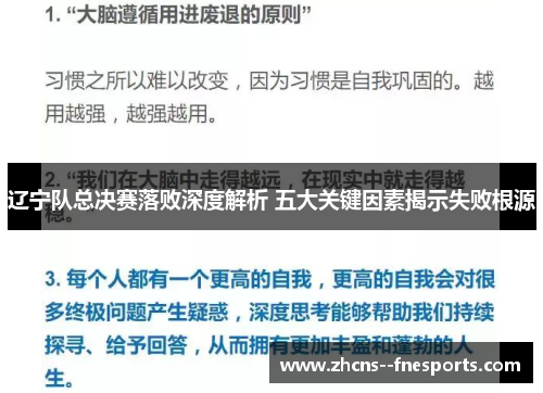 辽宁队总决赛落败深度解析 五大关键因素揭示失败根源